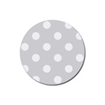 Polka Dots - White on Gainsboro Gray Rubber Round Coaster (4 pack)