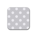 Polka Dots - White on Gainsboro Gray Rubber Coaster (Square)