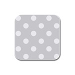 Polka Dots - White on Gainsboro Gray Rubber Square Coaster (4 pack)