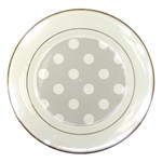 Polka Dots - White on Gainsboro Gray Porcelain Plate