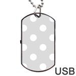 Polka Dots - White on Gainsboro Gray Dog Tag USB Flash (Two Sides)