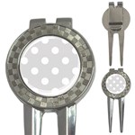 Polka Dots - White on Gainsboro Gray 3-in-1 Golf Divot