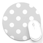Polka Dots - White on Gainsboro Gray Round Mousepad