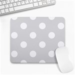 Polka Dots - White on Gainsboro Gray Large Mousepad