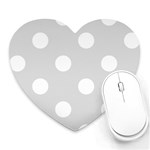 Polka Dots - White on Gainsboro Gray Heart Mousepad