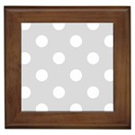 Polka Dots - White on Gainsboro Gray Framed Tile