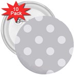 Polka Dots - White on Gainsboro Gray 3  Button (10 pack)