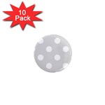 Polka Dots - White on Gainsboro Gray 1  Mini Magnet (10 pack)