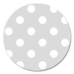 Polka Dots - White on Gainsboro Gray Magnet 5  (Round)