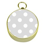 Polka Dots - White on Gainsboro Gray Gold Compass