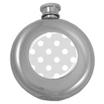 Polka Dots - White on Gainsboro Gray Hip Flask (5 oz)