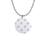 Polka Dots - Gainsboro Gray on White 1  Button Necklace