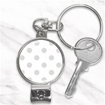 Polka Dots - Gainsboro Gray on White Nail Clippers Key Chain