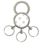 Polka Dots - Gainsboro Gray on White 3-Ring Key Chain