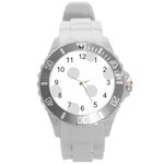Polka Dots - Gainsboro Gray on White Round Plastic Sport Watch (L)