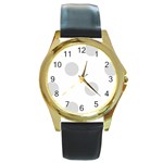 Polka Dots - Gainsboro Gray on White Round Gold Metal Watch