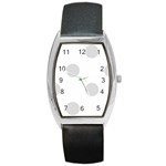 Polka Dots - Gainsboro Gray on White Barrel Style Metal Watch