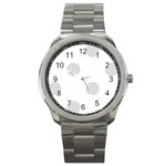 Polka Dots - Gainsboro Gray on White Sport Metal Watch