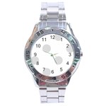 Polka Dots - Gainsboro Gray on White Stainless Steel Analogue Watch