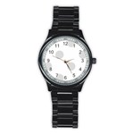 Polka Dots - Gainsboro Gray on White Stainless Steel Round Watch