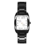 Polka Dots - Gainsboro Gray on White Stainless Steel Barrel Watch
