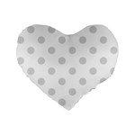 Polka Dots - Gainsboro Gray on White Standard 16  Premium Flano Heart Shape Cushion