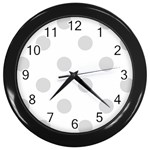 Polka Dots - Gainsboro Gray on White Wall Clock (Black)