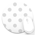 Polka Dots - Gainsboro Gray on White Round Mousepad