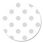 Polka Dots - Gainsboro Gray on White Magnet 5  (Round)