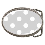 Polka Dots - White on Light Gray Belt Buckle