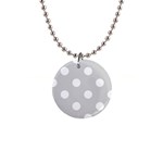 Polka Dots - White on Light Gray 1  Button Necklace