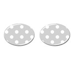 Polka Dots - White on Light Gray Cufflinks (Oval)
