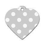 Polka Dots - White on Light Gray Dog Tag Heart (Two Sides)