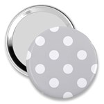 Polka Dots - White on Light Gray 3  Handbag Mirror