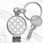 Polka Dots - White on Light Gray Nail Clippers Key Chain