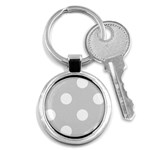 Polka Dots - White on Light Gray Key Chain (Round)