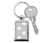 Polka Dots - White on Light Gray Key Chain (Rectangle)