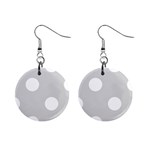 Polka Dots - White on Light Gray 1  Button Earrings