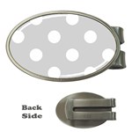 Polka Dots - White on Light Gray Money Clip (Oval)