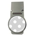 Polka Dots - White on Light Gray Money Clip (Round)