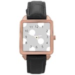 Polka Dots - White on Light Gray Rose Gold Leather Watch