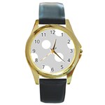 Polka Dots - White on Light Gray Round Gold Metal Watch