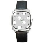 Polka Dots - White on Light Gray Square Metal Watch