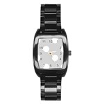 Polka Dots - White on Light Gray Stainless Steel Barrel Watch