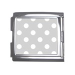 Polka Dots - White on Light Gray Mega Link Italian Charm (18mm)