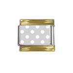 Polka Dots - White on Light Gray Gold Trim Italian Charm (9mm)