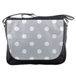 Polka Dots - White on Light Gray Messenger Bag