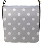 Polka Dots - White on Light Gray Flap Closure Messenger Bag (S)