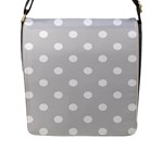 Polka Dots - White on Light Gray Flap Closure Messenger Bag (L)