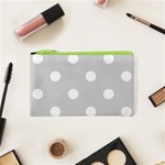 Polka Dots - White on Light Gray Canvas Cosmetic Bag (XS)